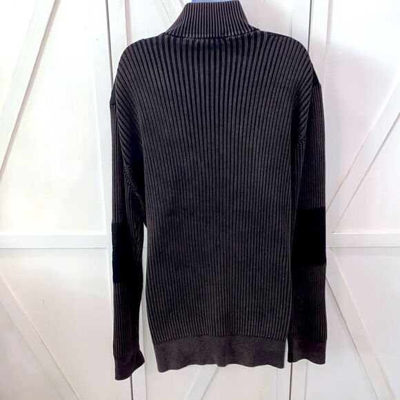 INC International Concepts Men's Ribbed Zippered Sweater Jacket In Charcoal Gray - Picture 4 of 12